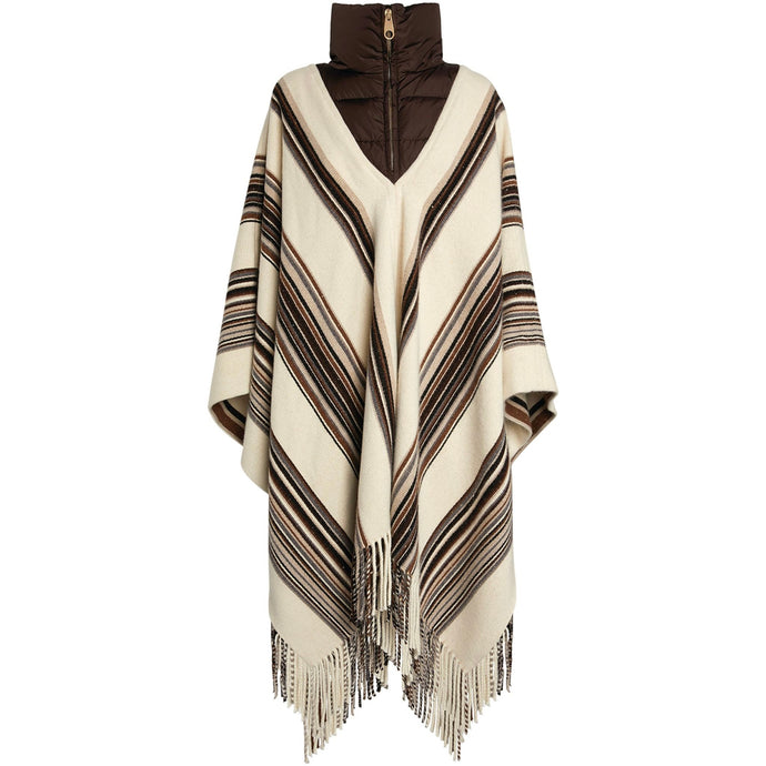 Chloe Padded-Neck Striped Poncho