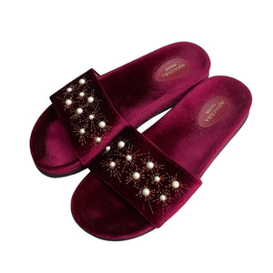 Aquazzura Faux Pearl-Embellised Slides