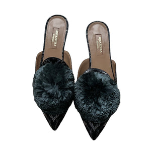 Aquazzura Pom Pom Mules