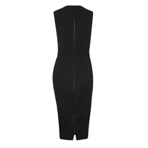 Victoria Beckham Black Lace Bodycon Midi Dress