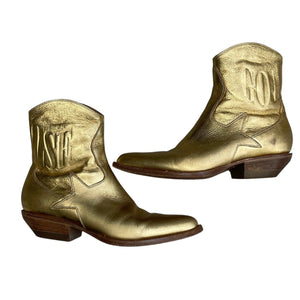 Golden Goose Courtney Gold Leather Boots